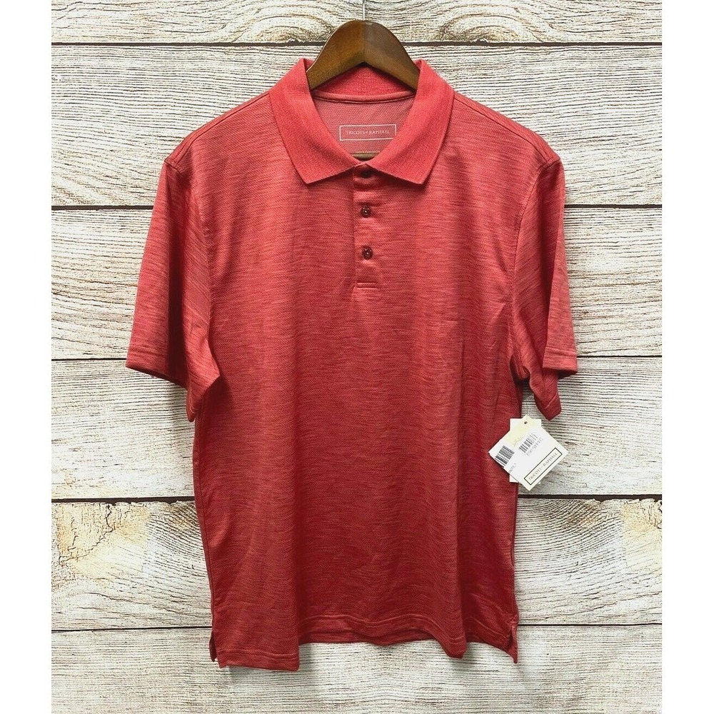 Tricots St Raphael Polo Shirt‎ Mens Large Red Polyester Polo Shirt New